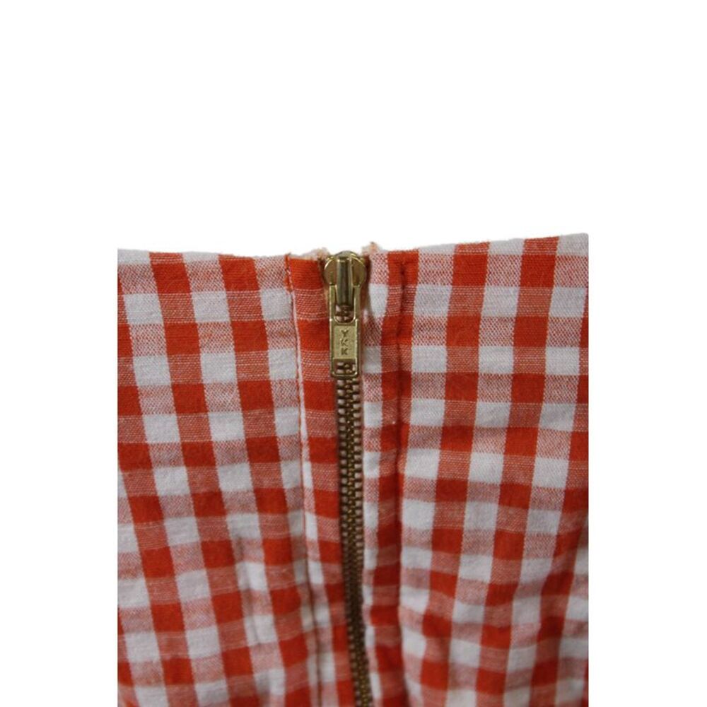 Rue Stiic Womens Cotton Gingham Waist Cut Out V-Neck Puff Sleeve Dress Red Sz XS - Picture 4 of 6